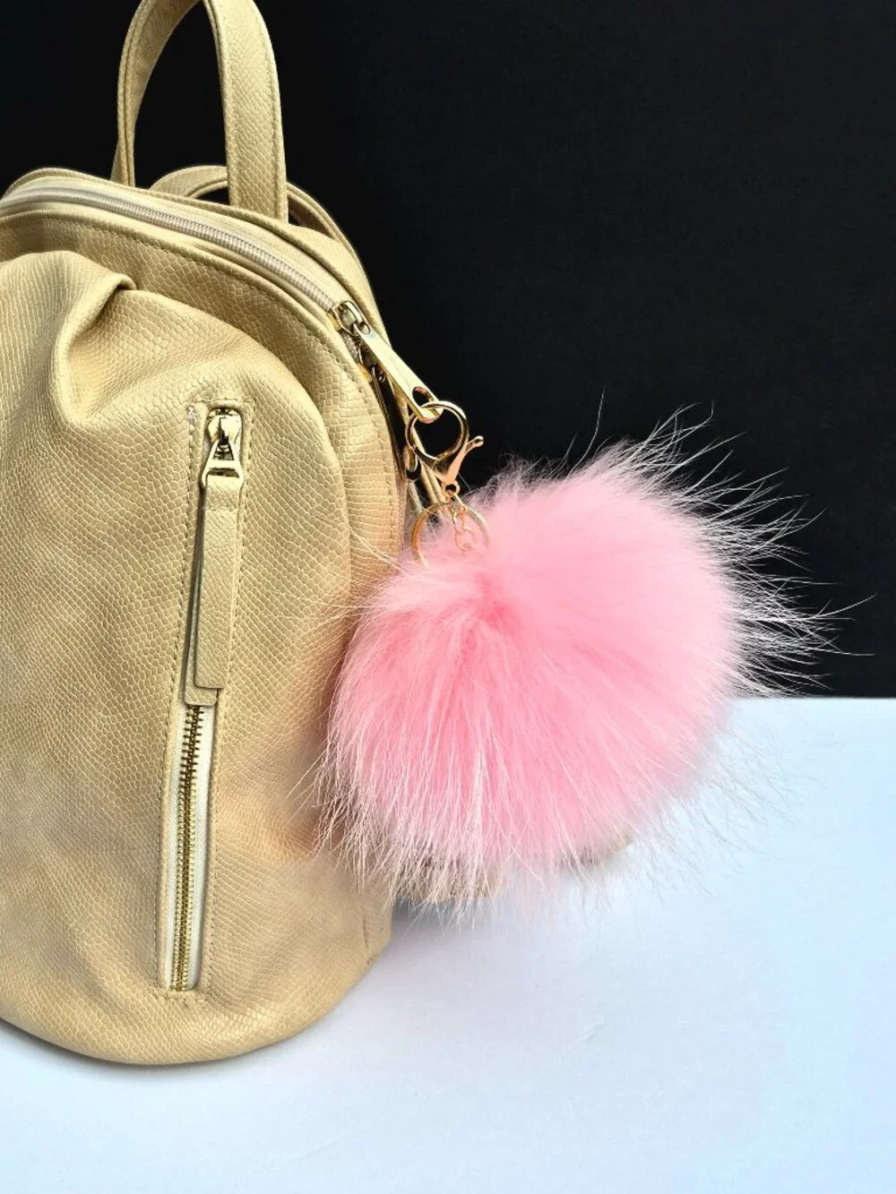 Real Raccon Fur Pom Pom Key chain | Fluffy Bag Charm Accessory